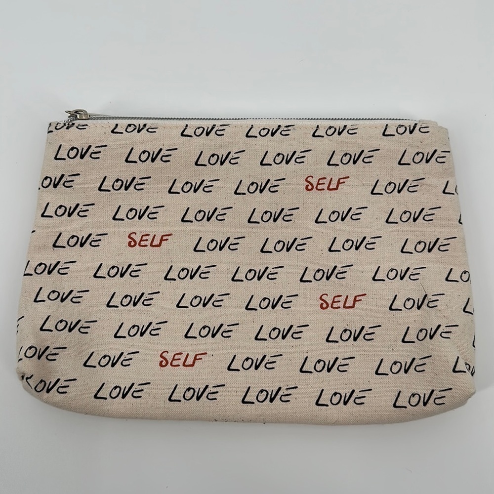 Anthropologie Canvas Self Love Lined Pouch Bag
